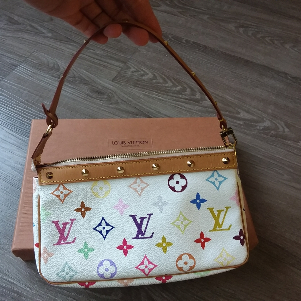 Make me an Offer! Authentic LV Monogram Multicolor Pochette Accessories White